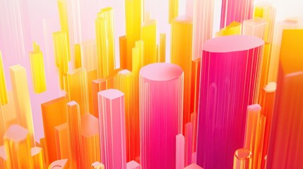 Abstract colorful geometric shapes city background, digital art, website banner