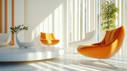 Modern Living Room with Minimalist Furniture and Large Windows