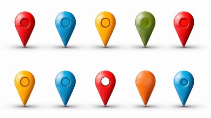 Colorful Pixel Art Location Marker Icons Set