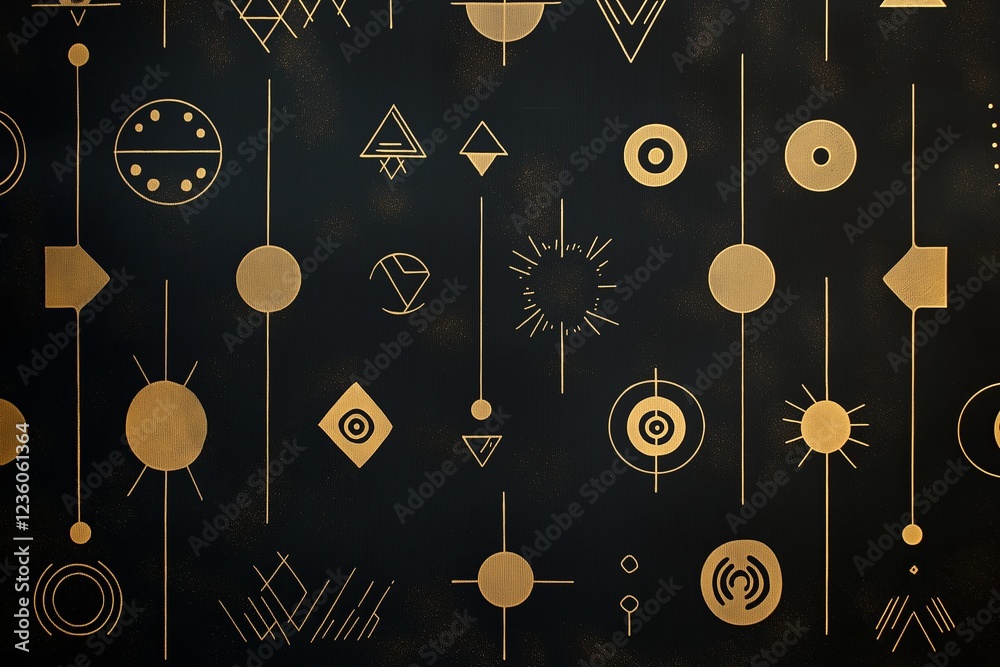 Aufkleber a dark background with golden geometric shapes arranged in an elegant design