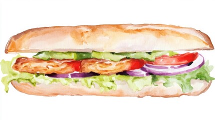 Grilled chicken sandwich on a white background isolated. Generative AI