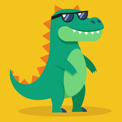 Funny dinosaur wearing sunglasses vector design