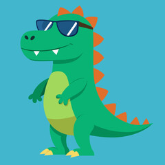 Obraz premium Funny dinosaur wearing sunglasses vector design