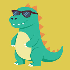 Funny dinosaur wearing sunglasses vector design