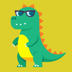 Funny dinosaur wearing sunglasses vector design