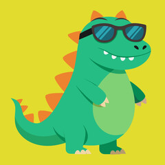 Funny dinosaur wearing sunglasses vector design