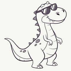 Funny dinosaur wearing sunglasses vector design