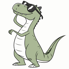 Funny dinosaur wearing sunglasses vector design