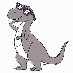 Funny dinosaur wearing sunglasses vector design