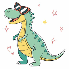 Funny dinosaur wearing sunglasses vector design