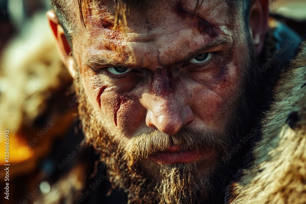 Poster a detailed image of a person's face with a long beard, suitable for use in editorial or commercial c