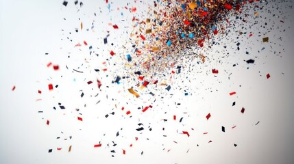 Colorful confetti explosion on white background