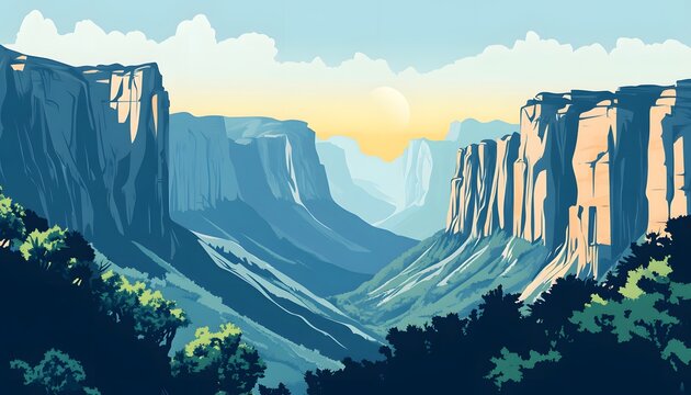 Majestic Mountain Valley Sunrise Landscape