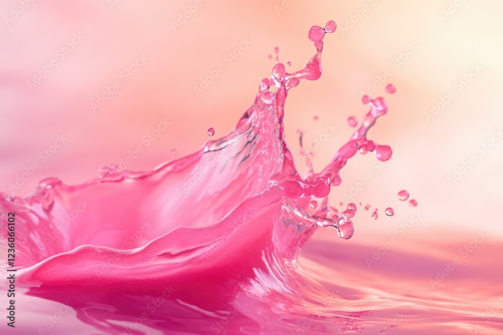 Poster a splash of water on top of a pink surface, great for illustrating water-related concepts or as a ba