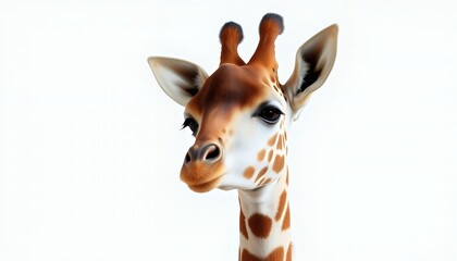 Obraz premium Gentle Giraffe Portrait Against White Background