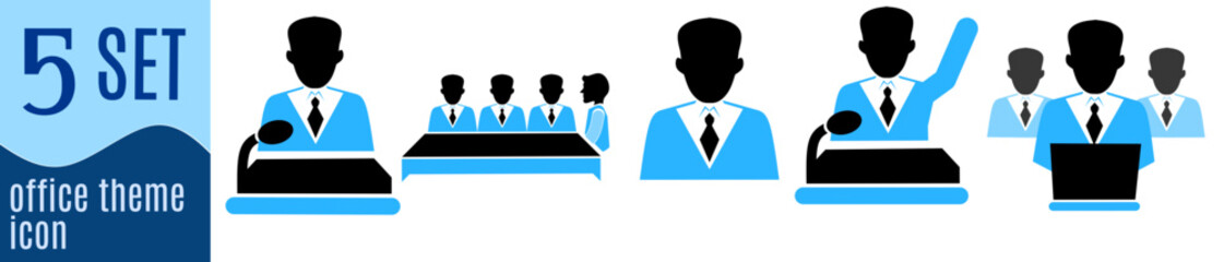 business people wearing suits, carrying bags and folders. Vector illustration designSet of upper body characters of business people. Vector design in blue monochrome with outline.