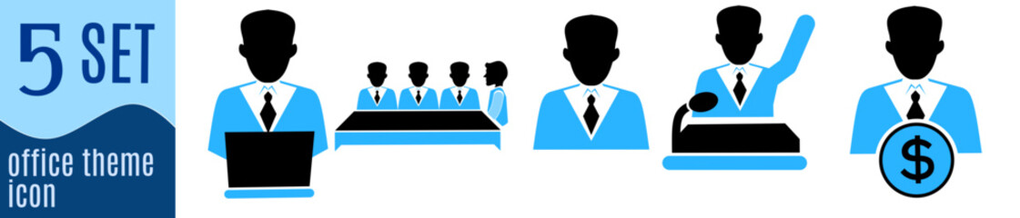 business people wearing suits, carrying bags and folders. Vector illustration designSet of upper body characters of business people. Vector design in blue monochrome with outline.
