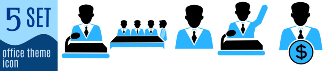 collection of office employee simple icons or logos vector illustration isolated sign symbols - Collection of high quality colored black style vector icons
