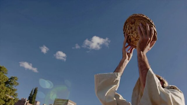 Jesus Breaking Bread in a Sacred Moment, Loop Video, Generative AI