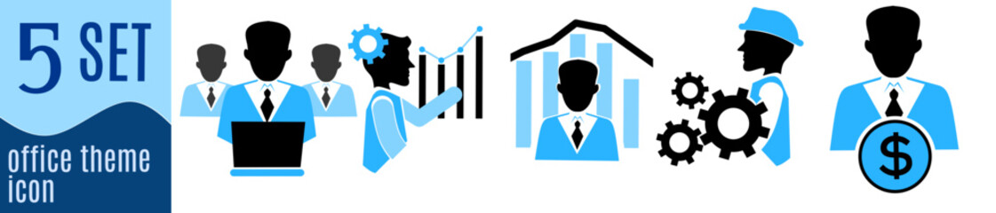 collection of office employee simple icons or logos vector illustration isolated sign symbols - Collection of high quality colored black style vector icons