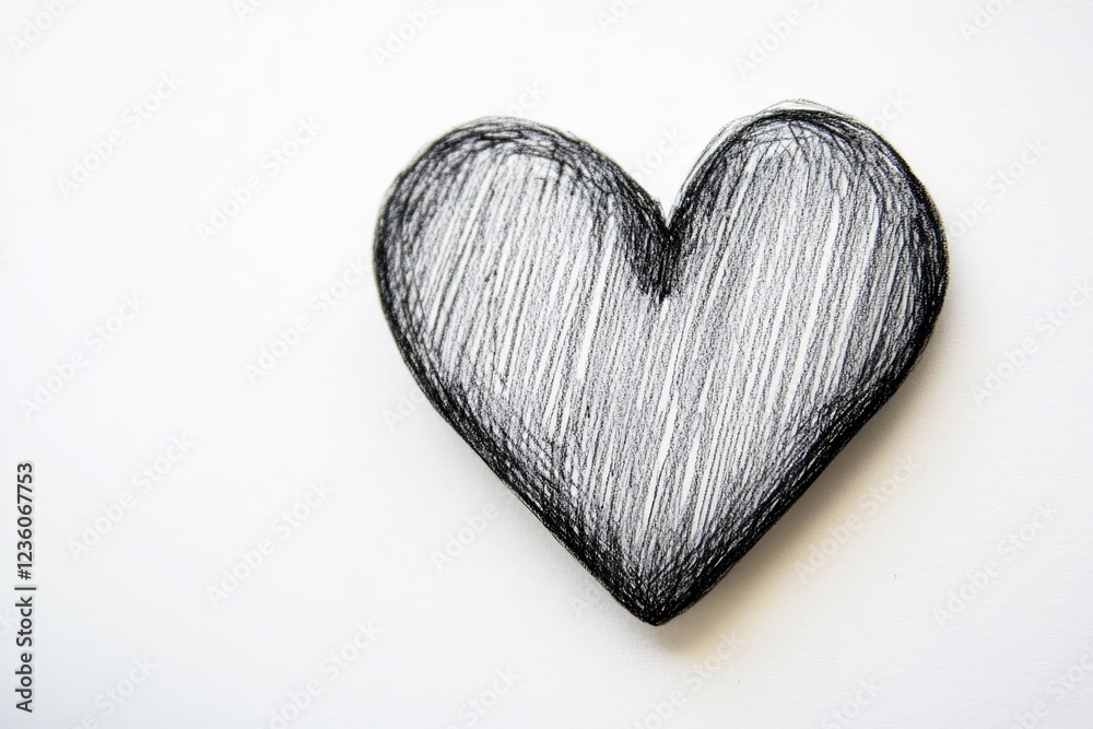 Poster a simple heart shape drawn on a white surface