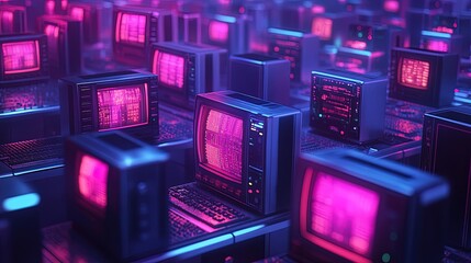 Obraz premium Recycling factory with electronics on conveyor belts, highlighting the recycling process 