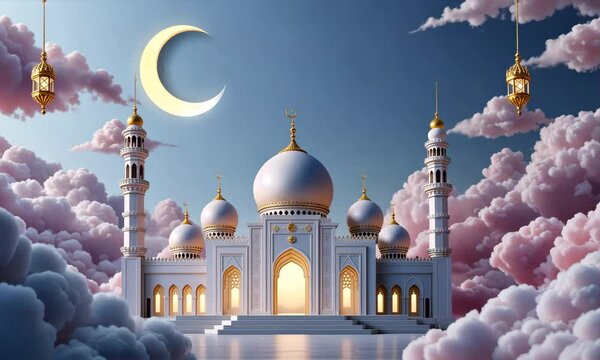 Golden domes of mosques gleam under the night skies, showcasing the rich architecture of Islamic culture
