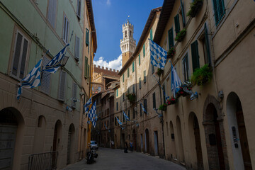 An alleyway in the town of Siena, Italy