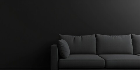 Modern Couch on Dark Wall against Grey Sky