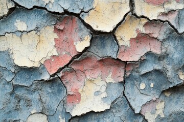 Fototapeta premium A close-up shot of peeling paint on a wall, ideal for use in renovation or construction-related contexts