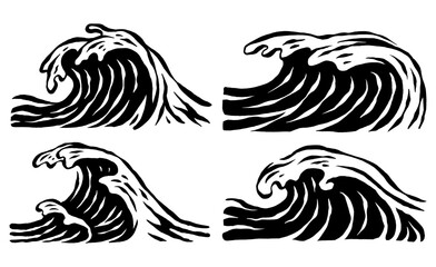 Hand drawn ocean waves vector tides.