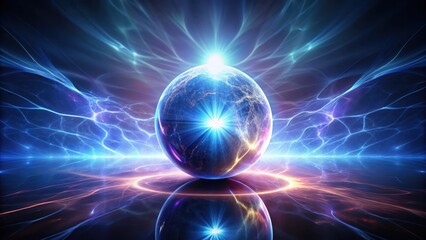 Fototapeta premium Electric aura on dark canvas, shimmering ball, electric atmosphere
