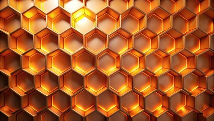 A captivating pattern of golden hexagons, illuminated from within, creating a mesmerizing and intricate geometric design.