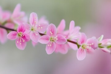 A close up view of a pink flower blooming on a tree branch, great for decorating or illustration purposes