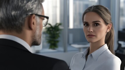 Obraz premium Serious business colleagues meeting modern office