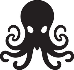 Fototapeta premium Silhouette vector illustration of a flat octopus art in black color on a white background