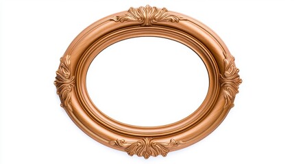 Obraz premium Gold Ornate Oval Frame on White Background