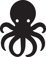 Obraz premium Silhouette vector illustration of a flat octopus art in black color on a white background
