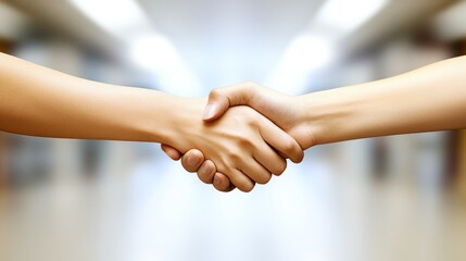 Hands shaking deal agreement indoors office background