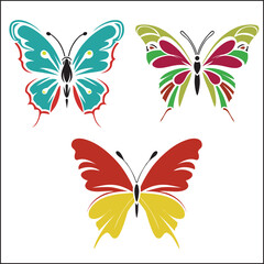 Various decorative cute butterflies and moths. Vector hand drawn illustration. All elements are isolated.