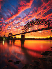 Naklejka premium Breathtaking Bridge at Dramatic Sunset