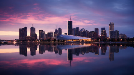 Obraz premium Majestic City Skyline at Dusk