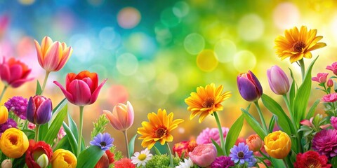 Obraz premium Colorful Spring Floral Background, spring doodles background