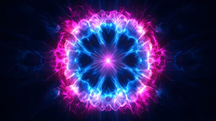 Fototapeta premium Abstract Blue Pink Energy Cosmic Flower Mandala