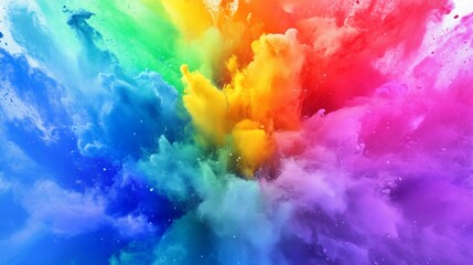Explosion of vibrant colorful powder with dynamic swirling patterns in a mesmerizing abstract display