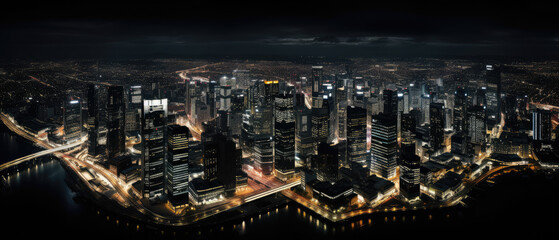 Obraz premium Illuminated Night City Skyline