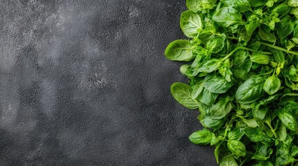 Fresh basil leaves on dark background, food blog, recipe (1)