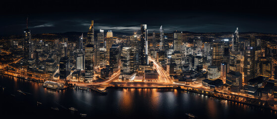 Majestic Night Skyline of a Modern City