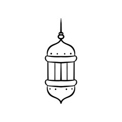 Ramadhan cute hand drawn Lamp vector doodle in line art style. Eid Mubarak hand drawn doodle art. Can use for sticker, graphic asset