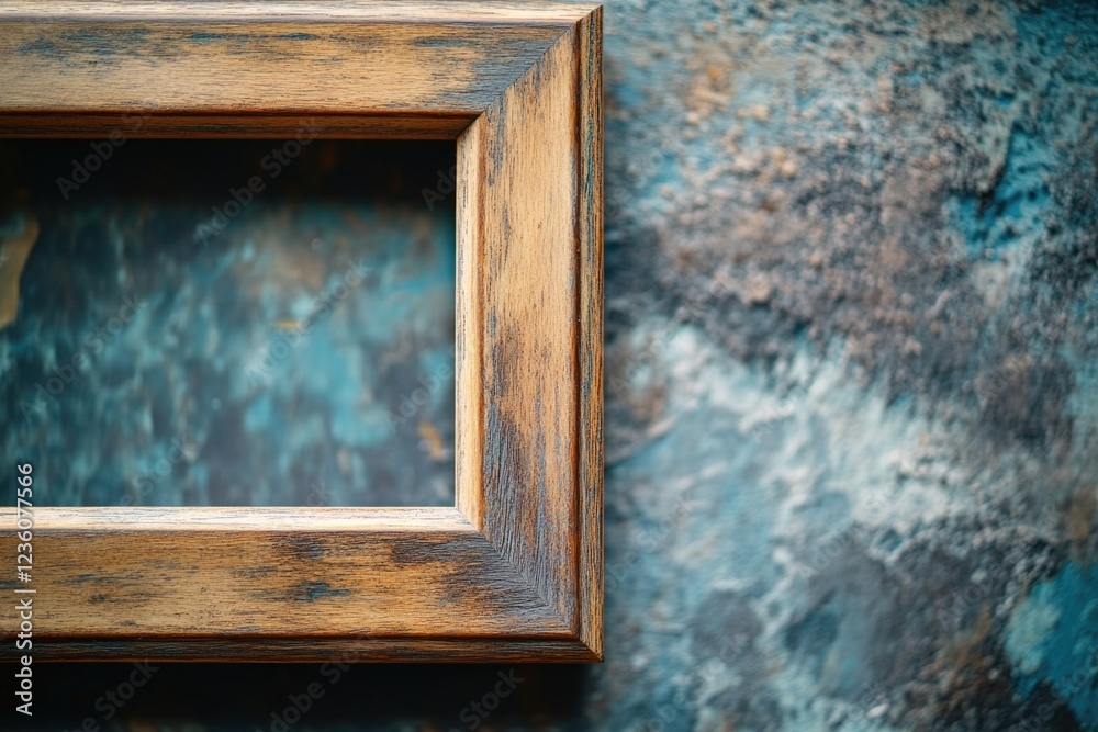 Poster a close-up shot of a picture frame on a wall, providing a detailed view of the frame and its surroun